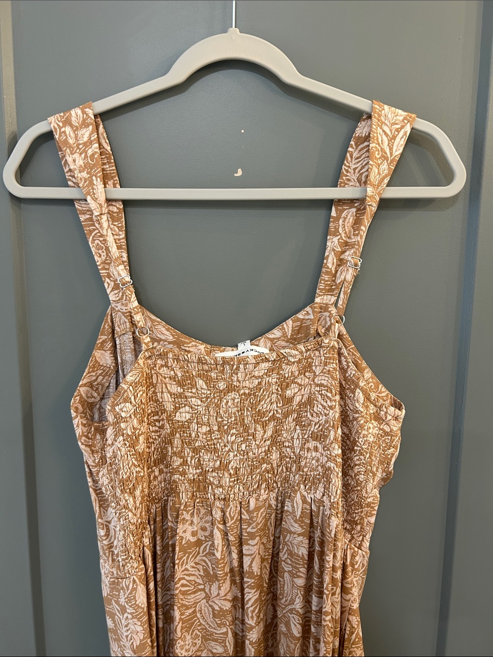 Lucky Brand Tan Floral Midi Dress Women’s size Large New!! - Picture 6 of 8